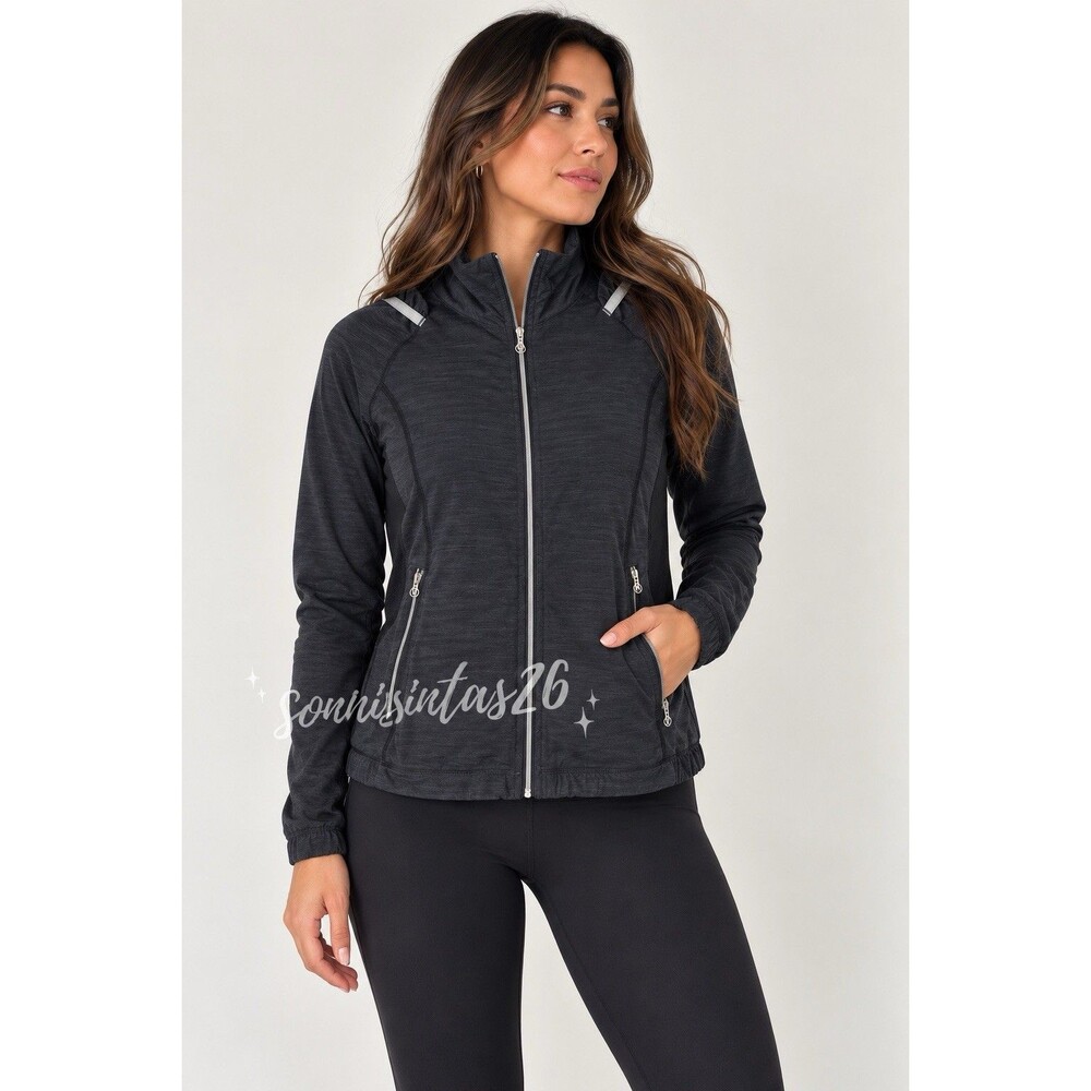 Lululemon Nada Jacket Women 2 Black Gray Lightweight Reflective Running Mesh